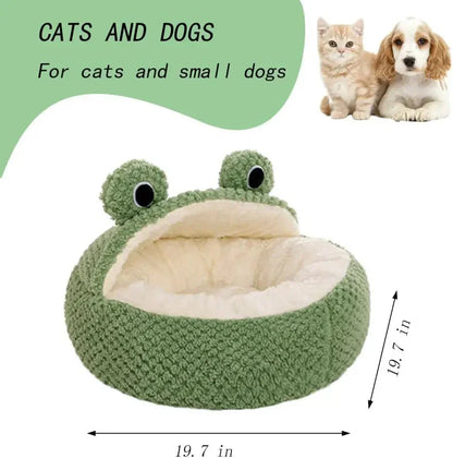 Warm Plush Round Frog Soft Bed